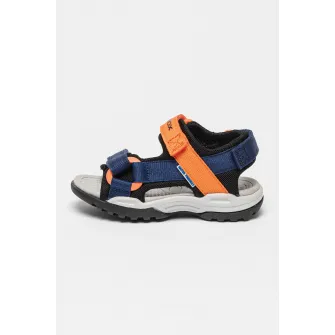 Geox, Sandale cu inchidere velcro Borrealis, Portocaliu, Bleumarin, 26 EU