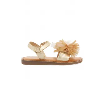 Gioseppo, Sandale de piele cu velcro si aspect metalic Bicaj, Auriu, Bej, 28 EU