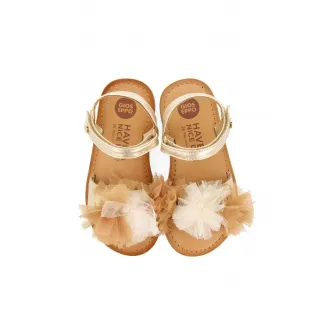 Gioseppo, Sandale de piele cu velcro si aspect metalic Bicaj, Auriu, Bej, 28 EU