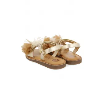 Gioseppo, Sandale de piele cu velcro si aspect metalic Bicaj, Auriu, Bej, 28 EU