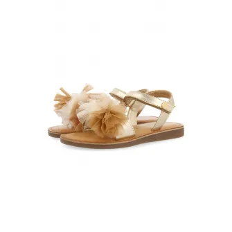 Gioseppo, Sandale de piele cu velcro si aspect metalic Bicaj, Auriu, Bej, 28 EU