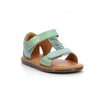 Kickers kids, Sandale de piele cu velcro, Verde, 22 EU