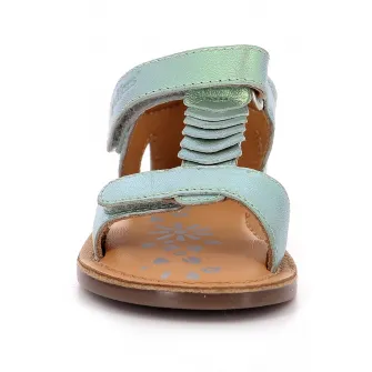 Kickers kids, Sandale de piele cu velcro, Verde, 22 EU