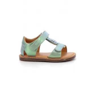 Kickers kids, Sandale de piele cu velcro, Verde, 22 EU