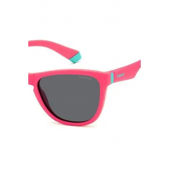 Polaroid, Ochelari de soare unisex patrati, cu lentile uni, Roz aprins, Gri antracit, 49-14-130