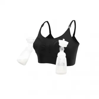 Sutien 2 in 1 pentru alaptare si sustinere pompa san, negru, M