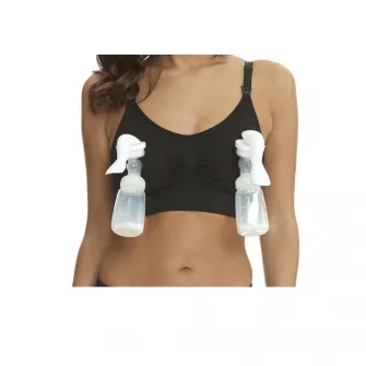 Sutien 2 in 1 pentru alaptare si sustinere pompa san, negru, M