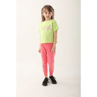 U.S. Polo Assn., Set de imbracaminte cu imprimeu logo - 2 piese, Corai, Verde lime, 164-170 CM