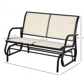 Banca de gradina Outsunny, 2 locuri, Metal/Textil, 120x70x85cm, Bej