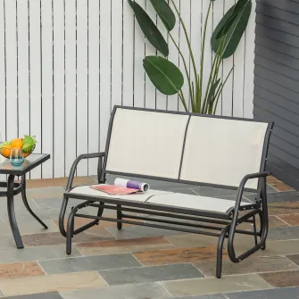 Banca de gradina Outsunny, 2 locuri, Metal/Textil, 120x70x85cm, Bej