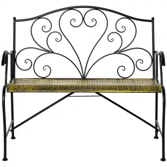 Banca de gradina Outsunny, 2 locuri, Stil vintage, 100x50x88cm, Negru