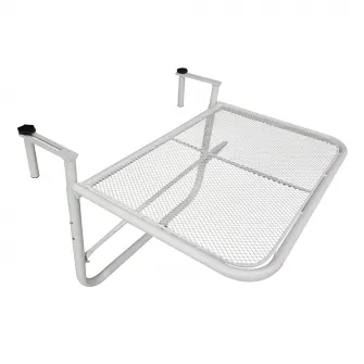 Masa cu balustrada, Outsunny, Metal, Reglabila pe inaltime pe 3 niveluri, 60x56,5x45cm, Alb