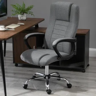 Scaun de birou ergonomic Vinsetto, Inaltime reglabila, Poliester, Gri