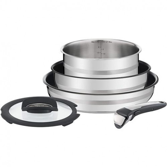Individuality Dated Precondition Set cratite si tigaie Tefal Ingenio Jamie Oliver, 5 piese, Non-Stick, Thermo-Spot, otel inoxidabil, Individuality Dated Precondition Set cratite si tigaie Tefal Ingenio Jamie Oliver, 5 piese, Non-Stick, Thermo-Spot, otel inoxidabil,