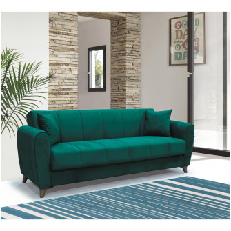 Canapea extensibila, Paris, cu lada de depozitare, 215 x 80 x 80 cm, Verde