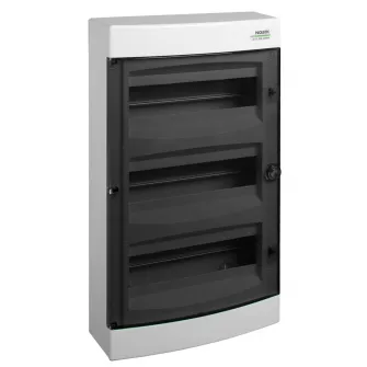 Cofret de distributie Noark 106196, montare aparenta, usa tranparenta, IP40, 3 randuri, 3x18 module, plastic