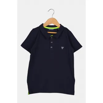 GUESS JEANS, Tricou polo cu logo discret, Bleumarin, 146-152 CM