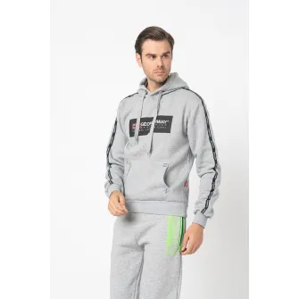 Geo Norway, Hanorac cu imprimeu logo si buzunar kangaroo Gathlete, Gri melange, XL