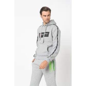 Geo Norway, Hanorac cu imprimeu logo si buzunar kangaroo Gathlete, Gri melange, XL