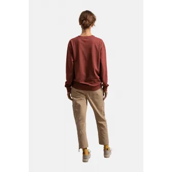 KAFT, Bluza sport unisex cu decolteu la baza gatului si terminatii striate, Caramiziu, 2XL
