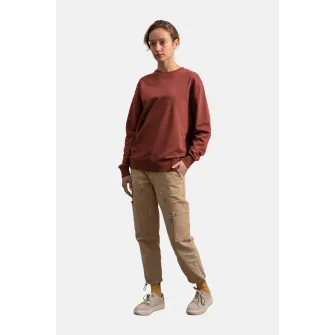 KAFT, Bluza sport unisex cu decolteu la baza gatului si terminatii striate, Caramiziu, 2XL