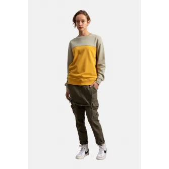KAFT, Bluza sport unisex cu model colorblock, Bej, Galben sofran, XS
