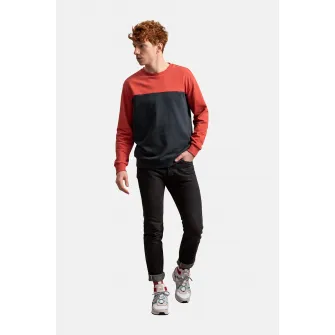 KAFT, Bluza sport unisex cu model colorblock, Corai, Negru, 2XL