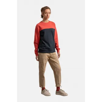 KAFT, Bluza sport unisex cu model colorblock, Corai, Negru, 2XL