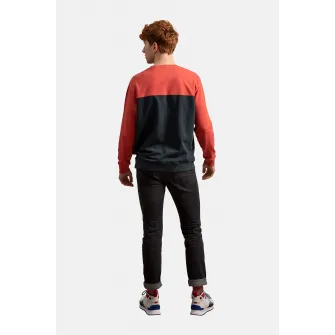 KAFT, Bluza sport unisex cu model colorblock, Corai, Negru, 2XL