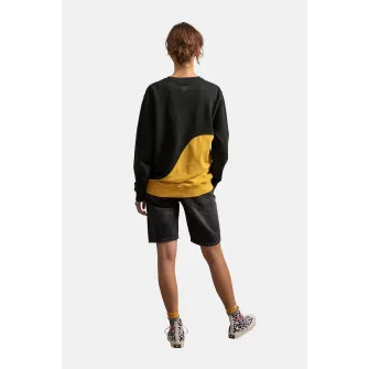 KAFT, Bluza sport unisex cu model colorblock, Galben sofran, Negru, XS