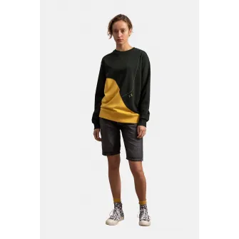 KAFT, Bluza sport unisex cu model colorblock, Galben sofran, Negru, XS