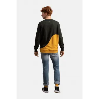 KAFT, Bluza sport unisex cu model colorblock, Galben sofran, Negru, XS
