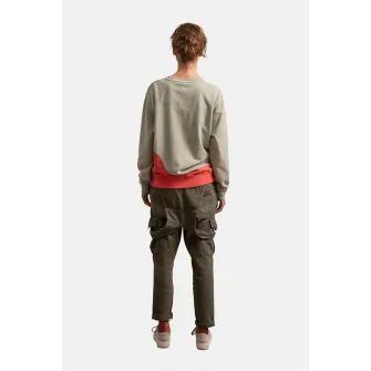 KAFT, Bluza sport unisex cu model colorblock, Portocaliu mandarina, Grej, XS
