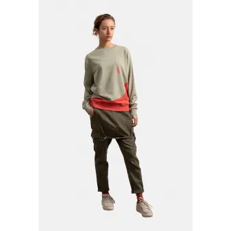 KAFT, Bluza sport unisex cu model colorblock, Portocaliu mandarina, Grej, XS
