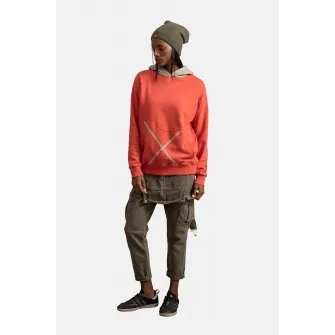 KAFT, Hanorac unisex cu buzunar kangaroo, Corai, Grej, XS