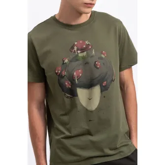 KAFT, Tricou unisex cu imprimeu grafic, Verde militar, XS