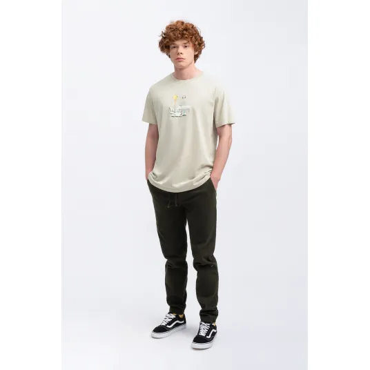 KAFT, Tricou unisex regular fit cu imprimeu grafic, Alb fildes, 2XL