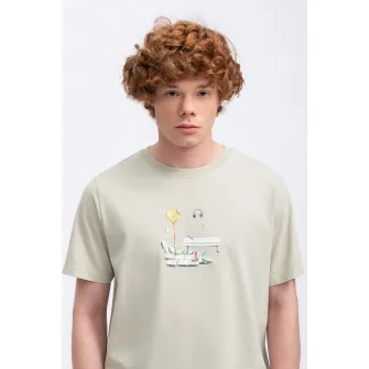 KAFT, Tricou unisex regular fit cu imprimeu grafic, Alb fildes, XL