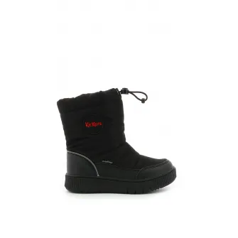 Kickers kids, Cizme impermeabile cu garnitura de piele ecologica, Negru, 29 EU