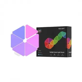 Kit panouri luminoase LED RGB modulare inteligente Yeelight Smart Light Panels YLFWD-012, Wi-Fi, Bluetooth, sicronizare jocuri PC si muzica, lumina colorata, compatibil cu Razer Chroma™ RGB si Overwolf, 6 panouri