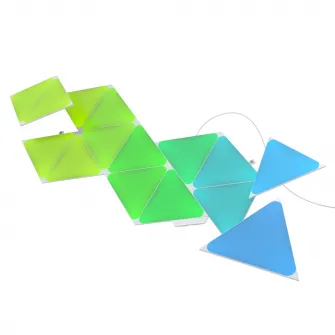 Kit panouri luminoase LED modulare inteligente Nanoleaf Shapes Triangles Starter Kit, RGBW, Wi-FI, 1200 lm, senzor muzica, compatibil iOS/Android, Apple HomeKit/Google Home/Amazon Alexa, 15 panouri