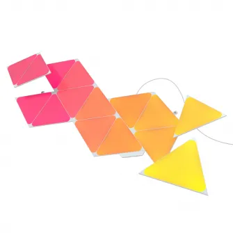 Kit panouri luminoase LED modulare inteligente Nanoleaf Shapes Triangles Starter Kit, RGBW, Wi-FI, 1200 lm, senzor muzica, compatibil iOS/Android, Apple HomeKit/Google Home/Amazon Alexa, 15 panouri