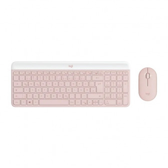 Kit tastatura + mouse wireless Logitech MK470, Slim, layout US INTL, Rose