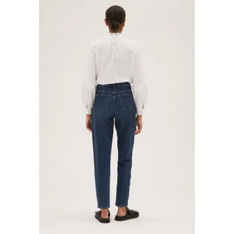 Marks  Spencer, Blugi mom fit cu talie inalta, Bleumarin, 8