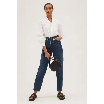 Marks  Spencer, Blugi mom fit cu talie inalta, Bleumarin, 8