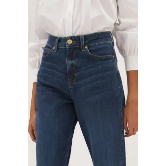 Marks  Spencer, Blugi mom fit cu talie inalta, Bleumarin, 8