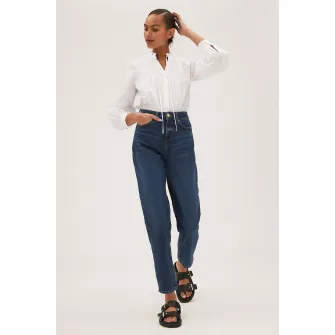 Marks  Spencer, Blugi mom fit cu talie inalta, Bleumarin, 8