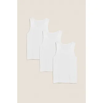 Marks  Spencer, Set de top-uri cu decolteu rotund - 3 piese, Alb, S