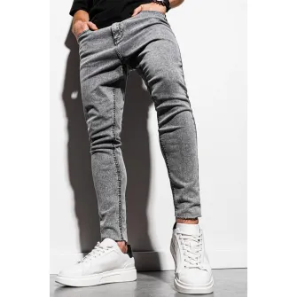 OMBRE, Blugi cu terminatie nefinisata, Gri melange, XL