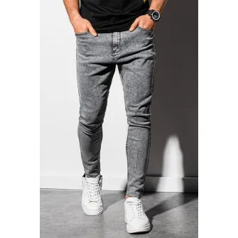 OMBRE, Blugi cu terminatie nefinisata, Gri melange, XL